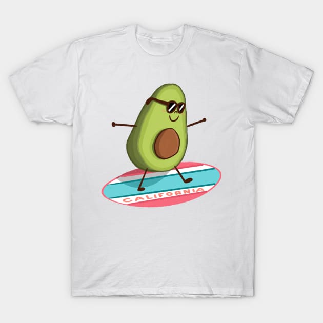 California Avocado Surfing T-Shirt by avadoodle